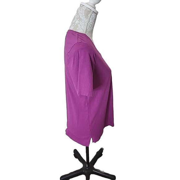 Eddie Bauer Pink T-shirt V-Neck Short Sleeve Basic Tee Womens Medium - Picture 2 of 8